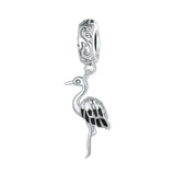 Stork Charm, Bird charm, Garden Charms 925 Silver Charm European style Bracelet , Necklace Charm, 925 Charm, Gifts for her