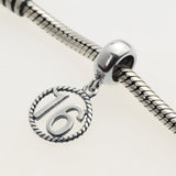 16th Birthday 925 Sterling Silver 16th Birthday Dangle Charm Bead Landmark Birthday Fits all Charm Bracelets Heart charm