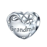 Grandma Heart Charm Heart 925 Silver Charm European style Bracelet, Necklace charm