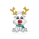 Christmas Reindeer charm, Christmas charm Genuine 925 Sterling Silver Charms Gifts for her Christmas gift, Christmas Charm