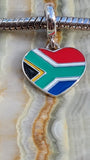 Love South Africa Flag Heart Charm 925 Silver Charm Fits European Bracelet Necklace Charm 925 Charm Africa charm South African charm