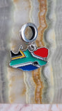 South Africa Flag Map Charm 925 Silver Charm European style Bracelet Necklace Charm 925 Charm Africa charm South African charm