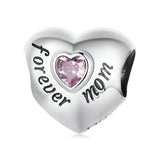 Forever mom charm, mom Heart Charm Heart 925 Silver Charm European style Bracelet, Necklace charm