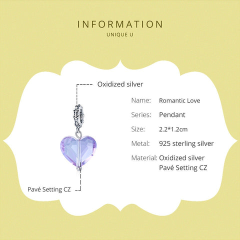 Purple Heart Charm Heart with flowers Dangle Charms 925 Silver Charm European style Bracelet, Necklace Charm, 925 Charm