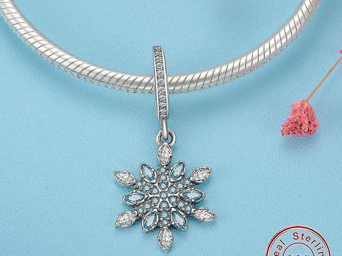 Snowflake Charm Snowflake dangle Charm 925 Silver Charm European style Bracelet, Necklace charm, 925 Charm, Christmas charm