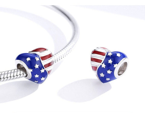 USA Flag heart Charm American Patriotic Charm, Patriotic Jewelry,4th of July,Memorial Day,Veterans Day,USA Gift, Love USA charm