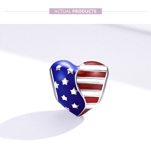 USA Flag heart Charm American Patriotic Charm, Patriotic Jewelry,4th of July,Memorial Day,Veterans Day,USA Gift, Love USA charm