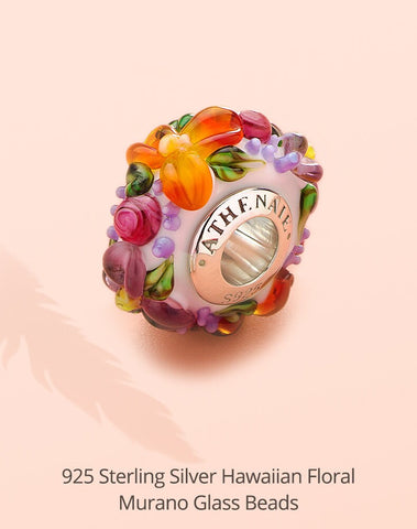 3D Hawaiian Maui Floral Lei Charm Flower Charm European style Bracelet , Necklace Charm, Gifts for her Spacer charm