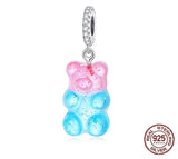 Gummy bear charm, Bear Charm Pink Blue Cute Bead Resin  European style Charm Sterling Silver Charm, Charm For Bracelet