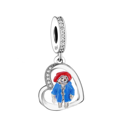 Anime Bear Retro Classic Charm 925 Silver Charm European style Bracelet, Necklace charm, Gifts for her, Paddington Charm