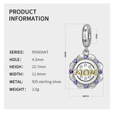 MOM Heart Charm Bead  Heart Charm 925 Silver Charm Bracelet charm Necklace charm, 925 Charm, Gifts for her Mother heart Charm