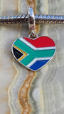 Love South Africa Flag Heart Charm 925 Silver Charm Fits European Bracelet Necklace Charm 925 Charm Africa charm South African charm