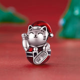 Christmas Santa Clause charm, Father Christmas charm Genuine 925 Sterling Silver Christmas gift, Christmas Charm. lucky fortune cat charm