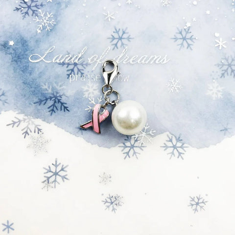 Breast Cancer Awareness Charm For Bracelets Lobster Claw , 925 Sterling Silver Breast Cancer Awareness Charm, Pink Ribbon Charm