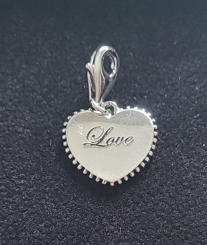 Love Heart Lobster claw Dangle Charm Heart 925 Silver Charm European style Bracelet, Necklace Charm. Turning Heart charm