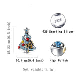 Christmas Tree Charm Genuine 925 Sterling Silver Charms Gifts for her Christmas gift, Christmas Charm, Glass Christmas tree