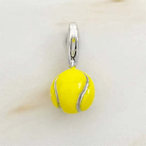 Tennis Ball Charm Lobster claw Tennis Charm European style Bracelets, 925 Sterling Silver, Tennis Pendant, Tennis Jewelry, Tennis Charm