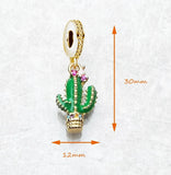 Cactus Flower charm, Flower Cactus 925 Silver Charm European style Bracelet , Necklace Charm, 925 Gold Plated Charm, Gifts for her