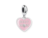 Best Mom Heart Dangle charm Brand New S925 Sterling Silver Heart Charm  Mom Fits all Charm Bracelets