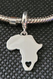 Love South Africa African Map Heart Charm 925 Silver Charm European style Bracelet Necklace Charm 925 Charm Africa charm South African charm