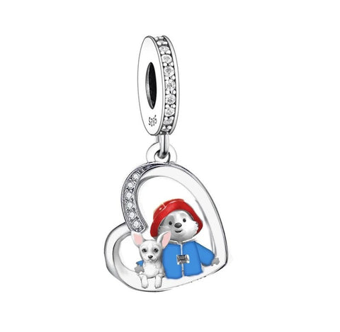 Anime Bear Retro Classic Charm 925 Silver Charm European style Bracelet, Necklace charm, Gifts for her, Paddington Charm