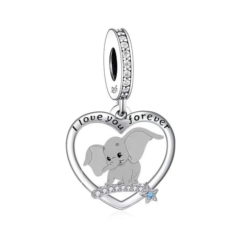 Elephant I Love You Forever charm Best Friends Charms 925 Silver Charm European style Bracelet Necklace Charm 925 Elephant charm