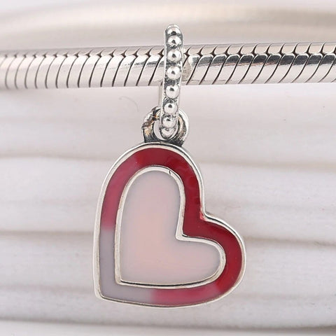 Red Heart charm, Swiss Charm, Red Cross Heart Pendant Dangle Charm, 925 Sterling Silver, Love Jewelry, Valentines Gift Keepsake