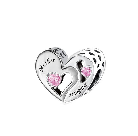 Mother & Daughter Heart Charm Brand New S925 Sterling Silver Heart Charm  Charm Fits all Charm Bracelets