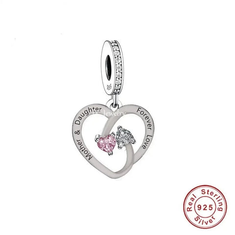 Mother & Daughter Heart Charm Brand New S925 Sterling Silver Heart Charm  Charm Fits all Charm Bracelets