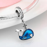 Whales Sea  Series 925 Silver Charm European style Bracelet , Necklace Charm, 925 Charm, Gifts for her