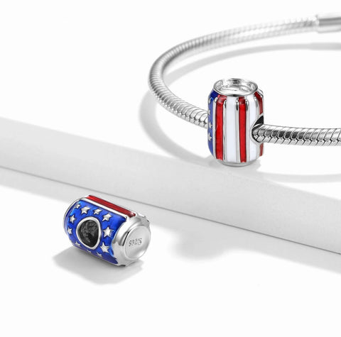 USA Flag Soda can Charm American Patriotic Charm, Patriotic Jewelry,4th of July,Memorial Day,Veterans Day,USA Gift, Love USA charm