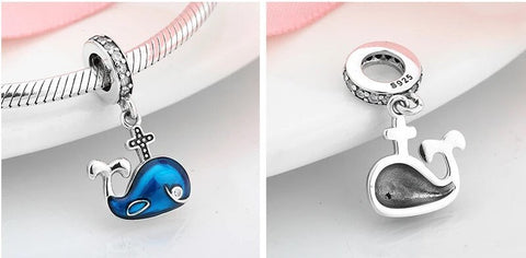 Whales Sea  Series 925 Silver Charm European style Bracelet , Necklace Charm, 925 Charm, Gifts for her