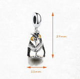 2 Penguin's Charm Made From Sterling Silver 925 And Enamel - Compatible With European Charm Bracelets