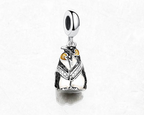 2 Penguin's Charm Made From Sterling Silver 925 And Enamel - Compatible With European Charm Bracelets