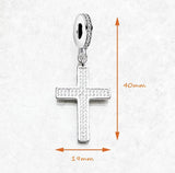 White Cross Pendant Charm 925 Silver Charm European style Bracelet, Necklace charm, 925 Charm Religious gift, Cross charm