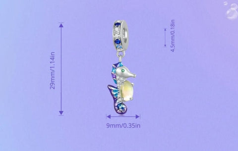 SeaHorse  charm Beach Sea charm European style Charm Sterling Silver Charm, Bracelet Necklace Charm, 925 Charm Seahorse charm