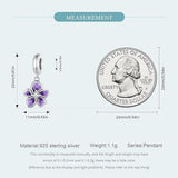 Purple Pansy Flower charm, Flower Iris 925 Silver Charm European style Bracelet , Necklace Charm, 925 Charm, Gifts for her