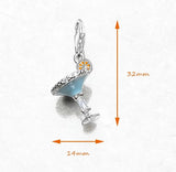 Cocktail Glass Charm, Lobster claw attachment 925 Sterling Silver Charm Bead Fit For Bracelets And Necklaces, For wine Lovers