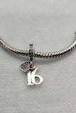 Sweet 16th Birthday 925 Sterling Silver 16th Birthday Dangle Charm Bead Landmark Birthday Fits all Charm Bracelets Heart charm