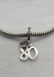 80th Birthday Celebration, 925 Sterling Silver 80th Birthday Charm Bead Landmark Birthday Fits all Charm Bracelets 80th gift