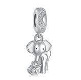 Elephant Mother and Baby charm 925 Sterling Silver  Mum / Mummy Gift Elephant Charm