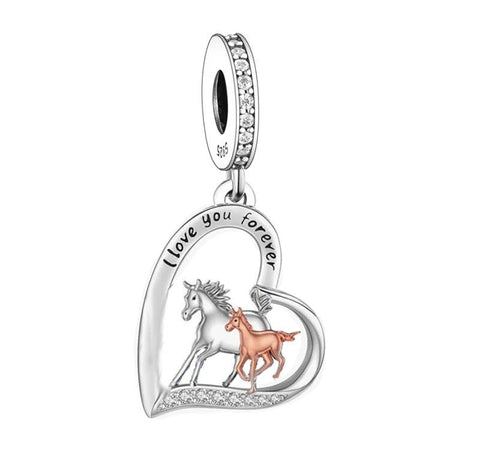 Horse Mom Child Charm horse, Foal charm Bracelets, 925 Sterling Silver, Horse Jewelry, Horse Lover Gift, Horse Pendant, Horse Bracelet Charm