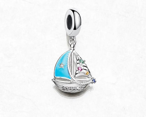 Sailing boat ship charm, Boat charm, Sailing charm 925 Silver Charm European style Bracelet , Necklace  Charm, 925 Charm, Gifts for her