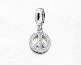 Peace Symbol Dangle Charm, 925 Sterling Silver, Lover Gift, Peace Jewelry, Peaced Keepsake Charm