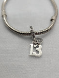 Teenager Birthday 13th Birthday 925 Sterling Silver 13th Birthday Charm Bead Landmark Birthday Fits all Charm Bracelets Heart charm