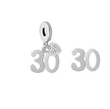 30th Numbers Anniversary Birthday Charms , Bracelets Dangle Charm Bead Landmark Birthday Fits all Charm Bracelets