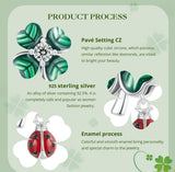 Green Four Clover Cloverleaf Charm, 4 Leaf Clover 925 Silver Charm , Necklace Charm, Bracelet charm, 925 Charm, Gifts for her