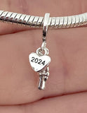 2024 Graduation Charm Fits Pandora Bracelets, 2024 Graduation Gift, 2024 Graduation Jewelry, 2024 Graduation Keepsake, 2024 Bracelet Charm