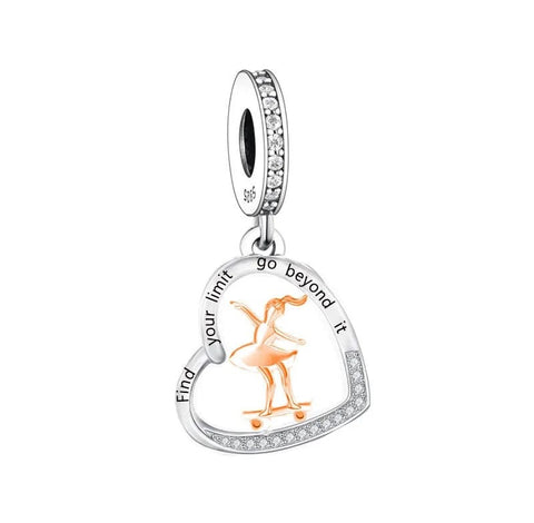 Skateboarding Charm Find your Limit charm Sterling Silver, Skateboard Jewelry, Skater Gift, Skateboard Necklace Pendant, Sports Charm