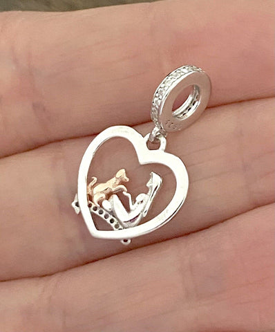 RIP Dog Paw Memorial Charm Infinity Charm 925 Sterling Silver - I'll Meet You At The Rainbow Bridge Fits Charm Bracelets